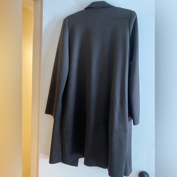 Zara Faux Suede Long Sleeve Long Open Blazer Coat Black Size S BNWT - Picture 2 of 3